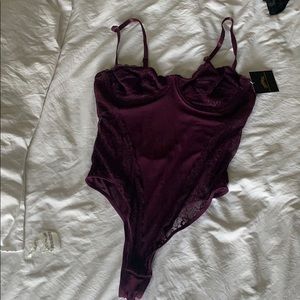 Lace and mesh body suit